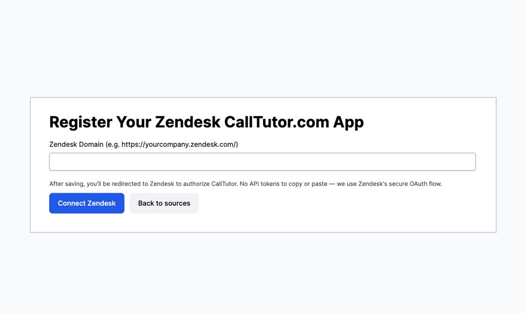The CallTutor connect form